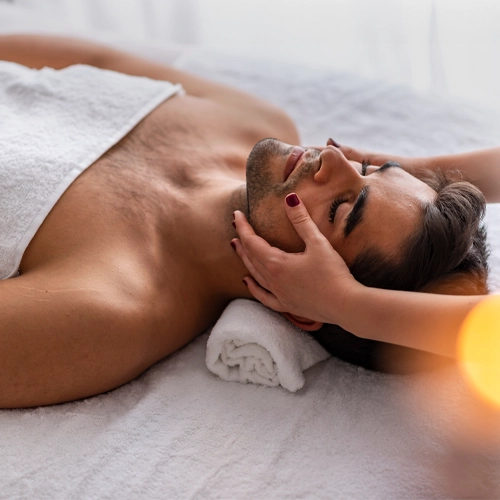 Med Spa Dickinson TX Man Receiving Facial